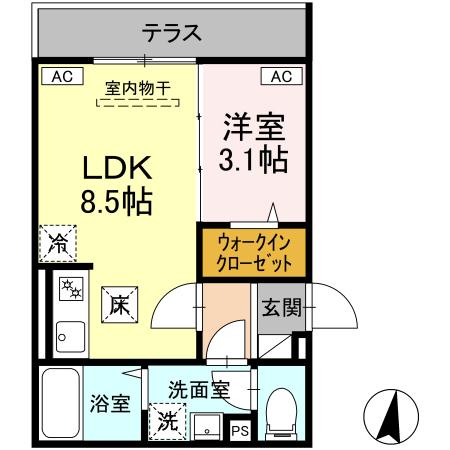 クローネ湘南 105号室 間取り