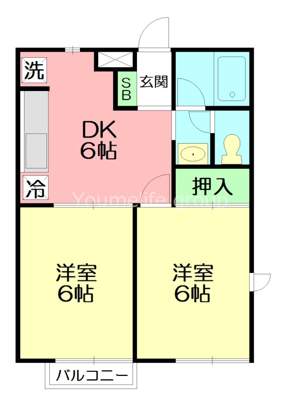 ディアコート開成B棟 B203号室 間取り