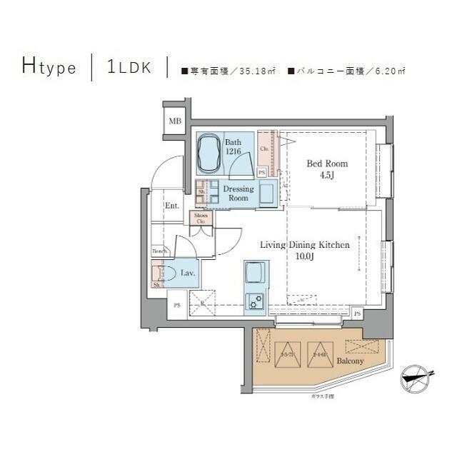 ＬＵＸＥＮＡ＋ＰＡＷＳ藤沢 0701号室 間取り