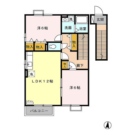 リバーストーン A 202号室 間取り