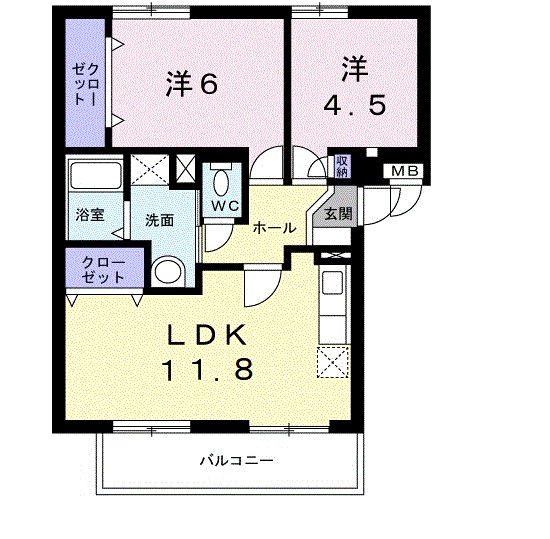 緑風館 203号室 間取り