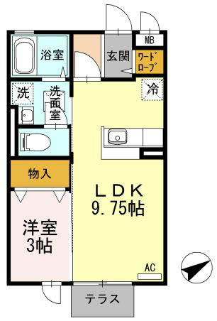 スリーエイト扇 103号室 間取り