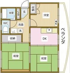 興津ハイツ 3-B号室 間取り