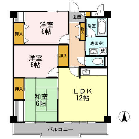 ハイツ飯泉 B棟 306号室 間取り