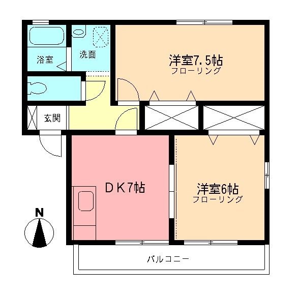 ファミールB 202号室 間取り