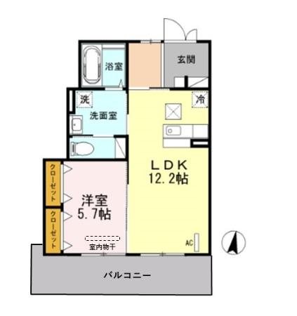 ザ・パーシモン B 102号室 間取り