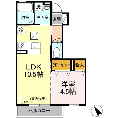 グランモア柳川 102号室 間取り