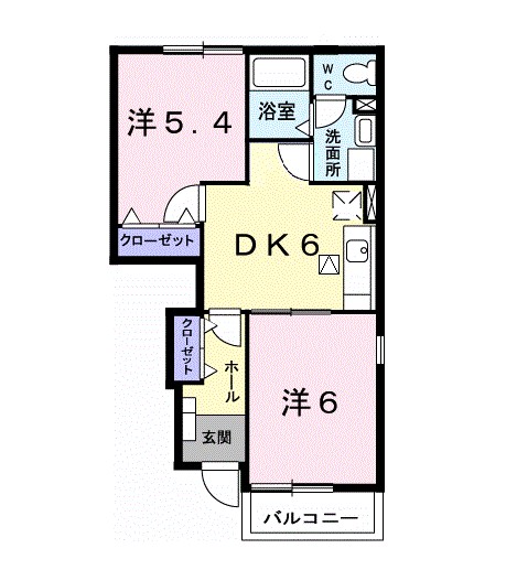 グリーングラス 104号室 間取り