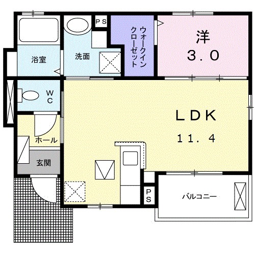 エスポワール鎌倉Ⅲ 102号室 間取り