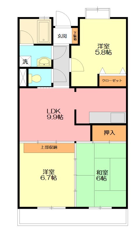 グランシャリオ中田北 102号室 間取り