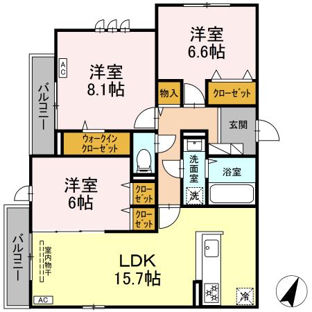 D'Bless湘南辻堂 302号室 間取り
