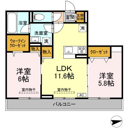 プランドール湘南 302号室 間取り