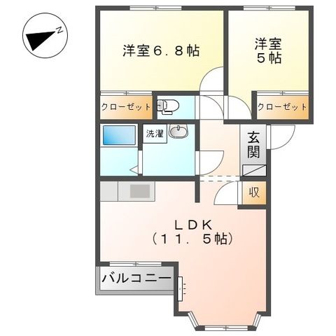 白鷺 (しらさぎ) 201号室 間取り