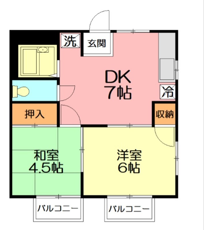 シャトレー新町　Ｂ棟 B-201号室 間取り