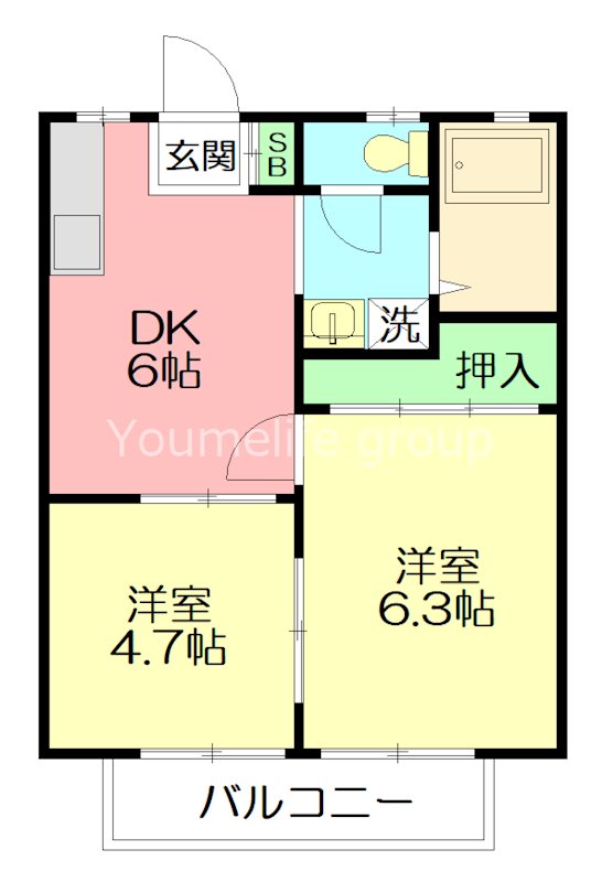 テディハイツ 201号室 間取り