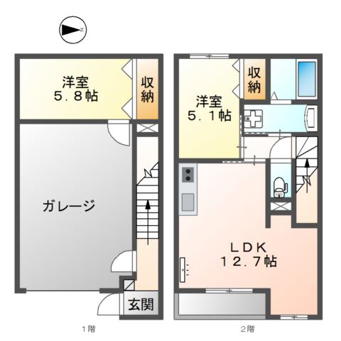 厚木市恩名新築ガレージハウス 間取り
