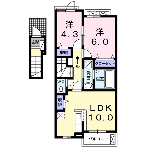 メゾンＫ・桜坂 203号室 間取り