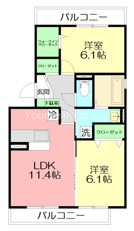 スカイハイム 301号室 間取り