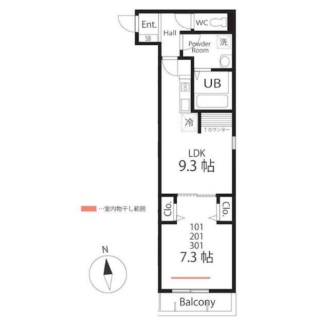 ハーミットクラブハウストゥギャザー本郷台 301号室 間取り