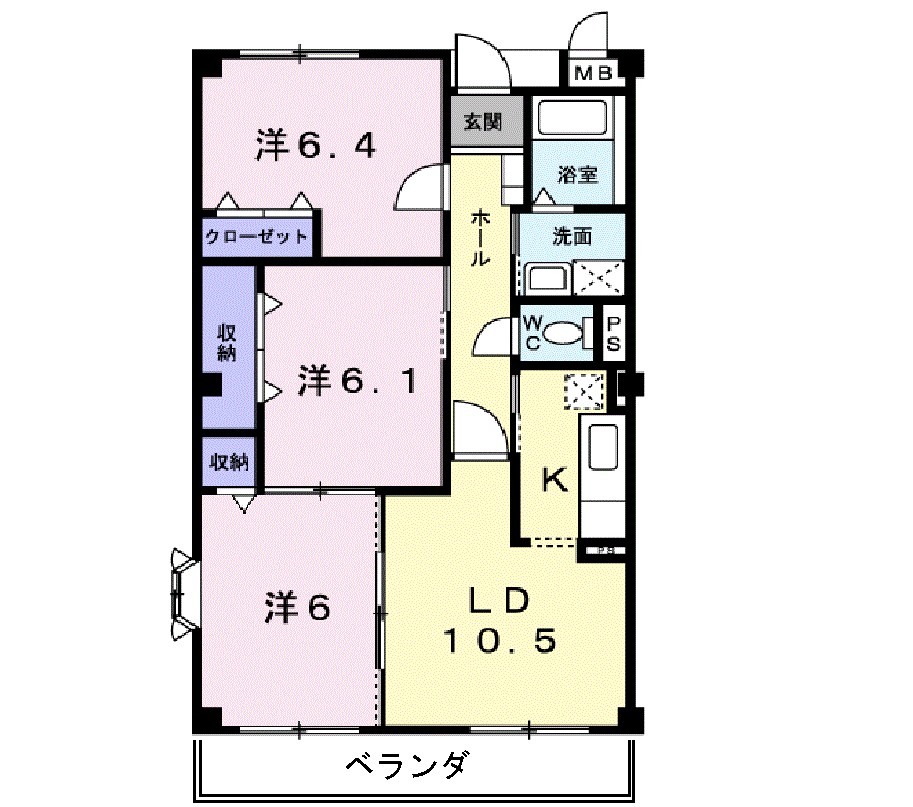レインボーキャッスル 304号室 間取り