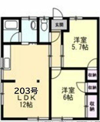コーポ西湘 203号室 間取り