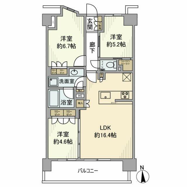 ヒルサイドフォレスト横浜戸塚・フォレスト棟 1810号室 間取り
