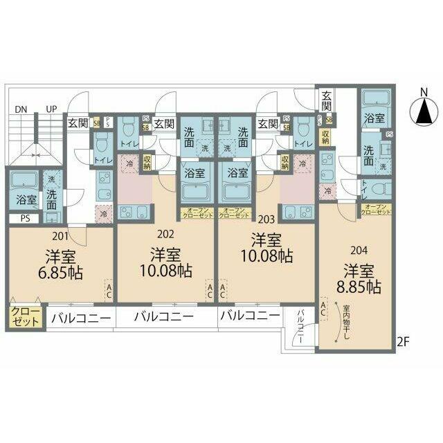 カインドネス愛甲石田Ｗｅｓｔ 204号室 間取り