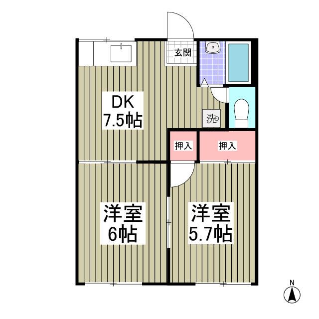 グランデュール萩園 1B号室 間取り