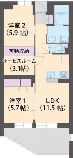 シャトーエミール 203号室 間取り