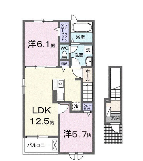 カフア テラス 201号室 間取り