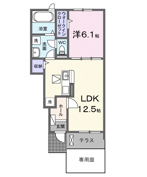 カフア テラス 104号室 間取り