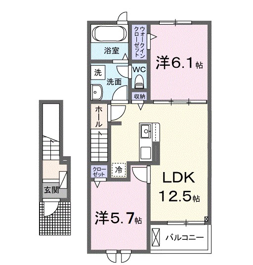 カフア テラス 204号室 間取り