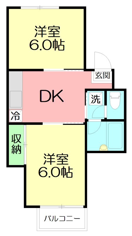 メゾンフラワー 1B号室 間取り
