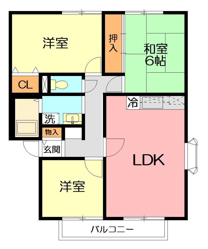 クレアン・ヌーヴUB 102号室 間取り