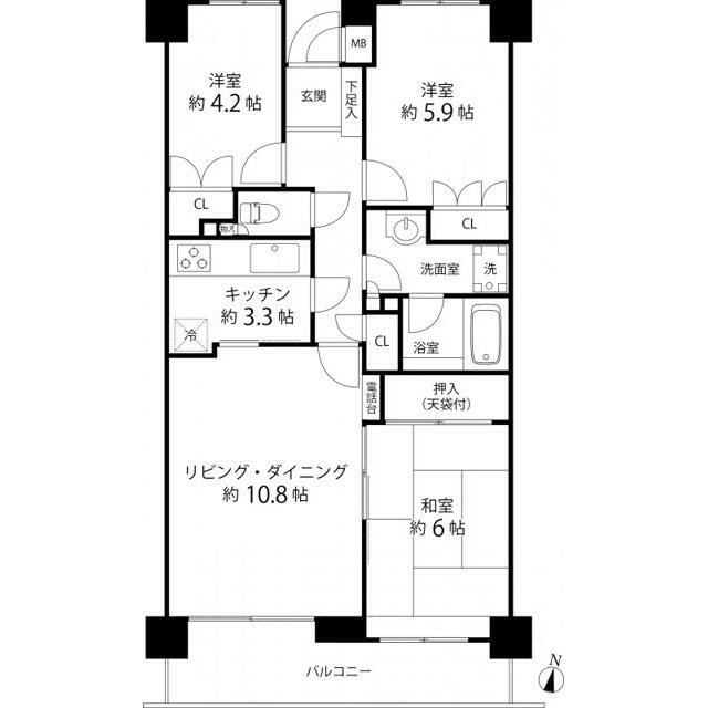 クエスト山手台 602号室 間取り