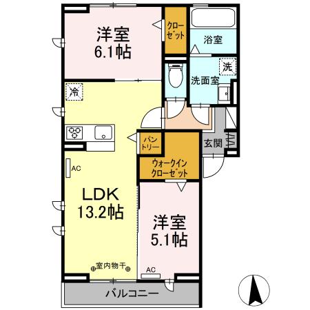 ManoirBlancⅡ 201号室 間取り