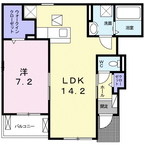 サンバスト 102号室 間取り
