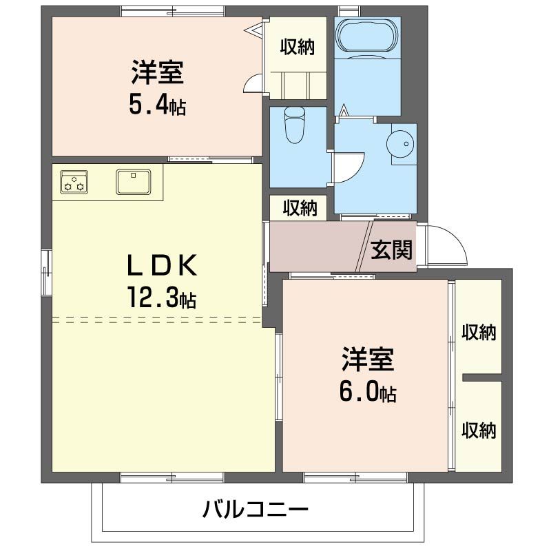サニーテラス・ミヤ Ⅲ 202号室 間取り
