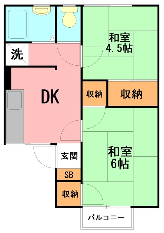 フラワーハイツA 202号室 間取り