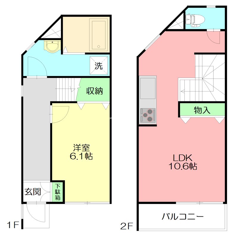 開成Ⅱ 102号室 間取り