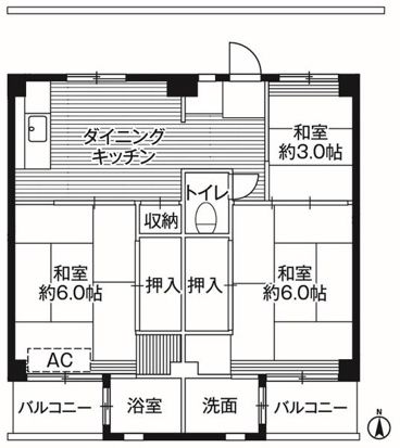 ビレッジハウス鎌倉1号棟 202号室 間取り