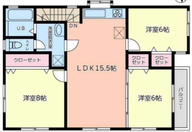 上大槻　２号棟 2F号室 間取り