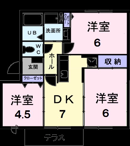 グリュークアネックス　Ｂ 101号室 間取り