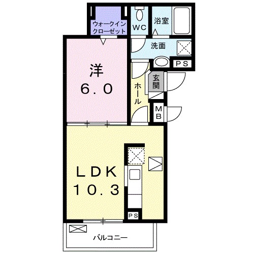 クロッシング・ヴィラージュⅡ 104号室 間取り