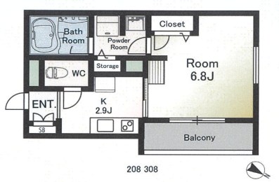 シャーメゾンゆめが丘壱番館 208号室 間取り