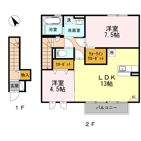 K・fines C 202号室 間取り