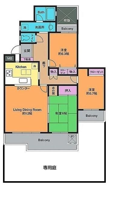 セントラルビューハイツ 3号棟 105号室 間取り