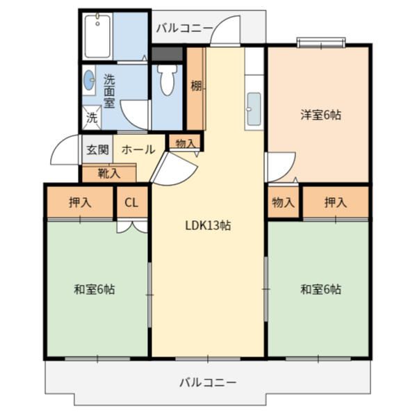 VILLAGE森の里 B号棟 203号室 間取り
