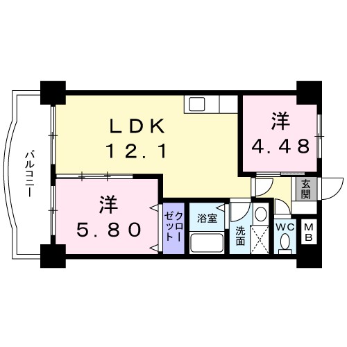 レポサール弥勒寺 303号室 間取り