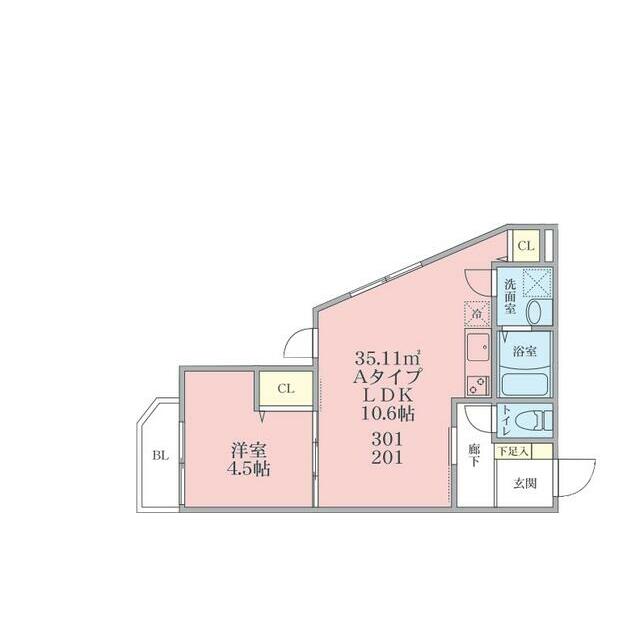 Ｔａｌｉｅｓｉｎ　ＦＤ 301号室 間取り